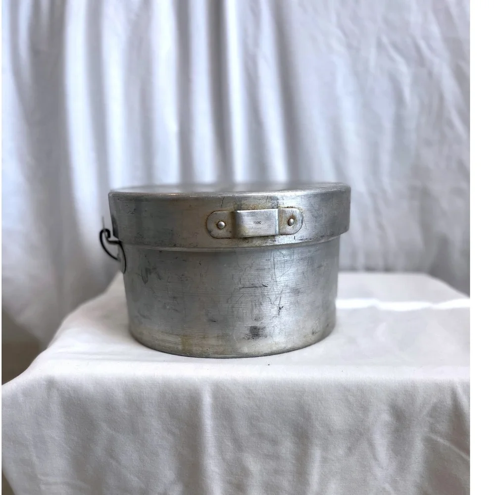 Vintage Aluminum Nesting Camping Cookware Set 3 Pots 1 Lid Glamping Outdoor